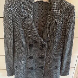 St. John Couture black/white sequinned evening jacket, size 8